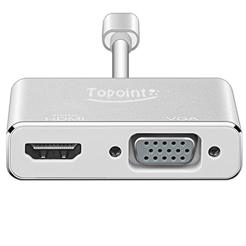 USB 3.1 Typ C auf HDMI VGA Adapter, Topoint Typ C (USB-C, Thunderbolt 3 Kompatibel) auf VGA HDMI (4Kx2K) 2 in 1 Adapterkabel Konverter für Macbook / Chromebook Pixel / Microsoft Lumia 950XL - 6