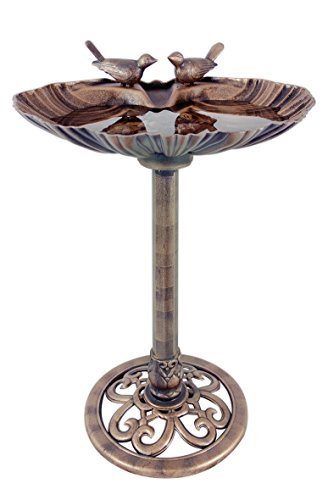 Große Bronzeeffekt-Vogeltränke, Tischschale mit Steinen, Gartenornament