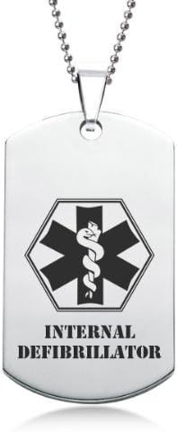 Personalised Jewellery Internal Defibrillator EMS Stainless Steel Dog Tag with Gift Box