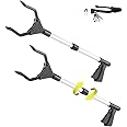 44" Grabber Reacher, [ 2 Pack ] Long Trash Picker with 30" to 44" Mobility Aid Arm/Lightweight/Rotating Gripper/Litter Pick Up/Arm Extension Reacher for Garden Nabber Wheelchair and Disabled