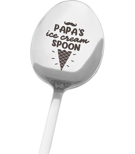 Dad The Ice Cream Killer Spoon - Engraved Stainless Steel Teaspoon, 7 Inch, Funny Father's Day Gift