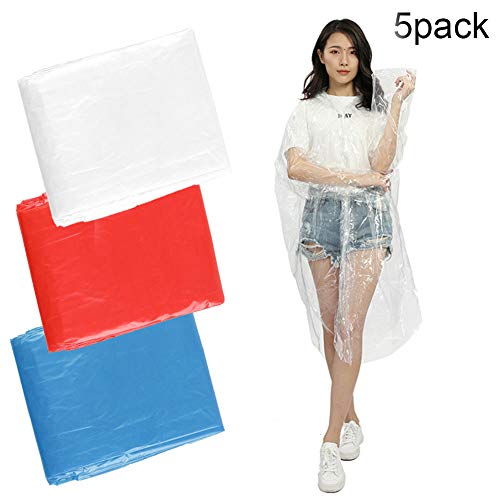 Preisvergleich Produktbild JIALI Regenponcho aus Kunststoff, Notfall, wasserdicht, 5 Stück weiß weiß