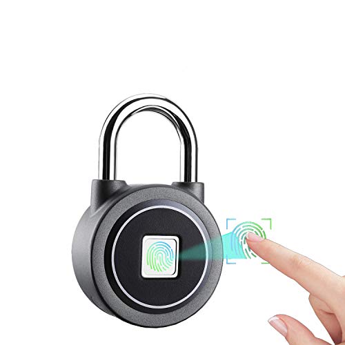 Preisvergleich Produktbild Fingerabdruck-Vorhängeschloss, Bluetooth-Verbindung, Metall, wasserdicht, geeignet für Haustür, Koffer, Rucksack, Fitnessstudio, Fahrrad, Büro, App ist geeignet für Android / iOS (blau) Gray Padlock
