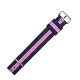 MARBURGER Uhrenarmband 18mm Textil Blau Pink - Werkzeug Montage Set 9511844000120