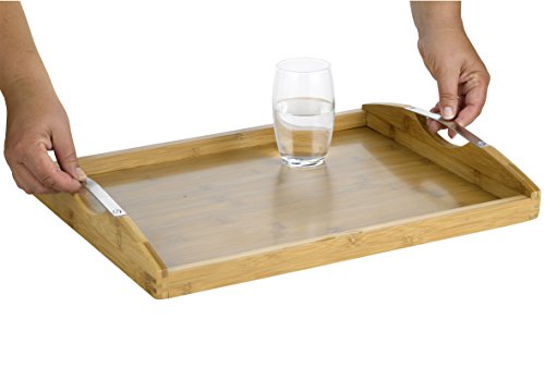 Esmeyer 304-007 Tablett NEWCASTLE aus Bambusholz mit Edelstahl-Griffen, Boden aus Schichtholz. Maße: ca. 48 x 37 cm - 4
