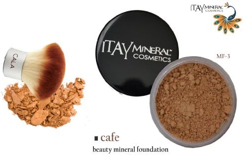 Itay Mineral Foundation Loose Powder 9gr MF3 - CAFE AU LAIT + Cala Kabuki Bamboo Brush + Aviva Pink Eco Nail file 7.0"