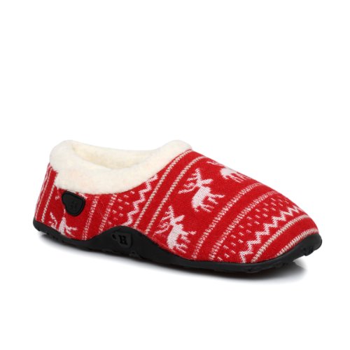 Homeys Red Reindeer Ruby Womens Slippers -Large