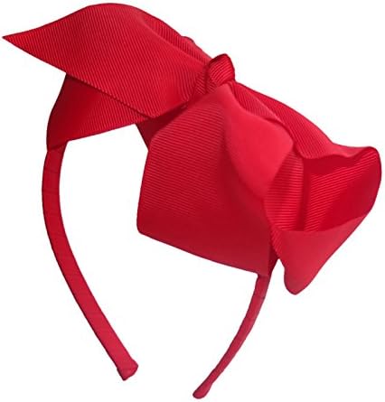 Oversize Large Ribbon Bow Alice Hair Band Headband White Navy Blue Red (Red)