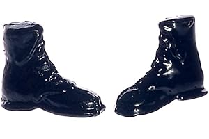 Melody Jane Dolls House Black Hiking Boots Miniature Shoe Shop Hall Bedroom Accessory 1:12