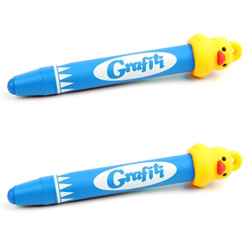 Zwei blaue Eingabestifte Touchstift Stylus Crayon mit Gummi Ente und Halsband, geeignet für Vtech, Alldaymall, Dragon Touch, Padgene, Clementoni, Odys, Presto, Kivors, Kurio perfekt für Kinder Jungen und Mädchen