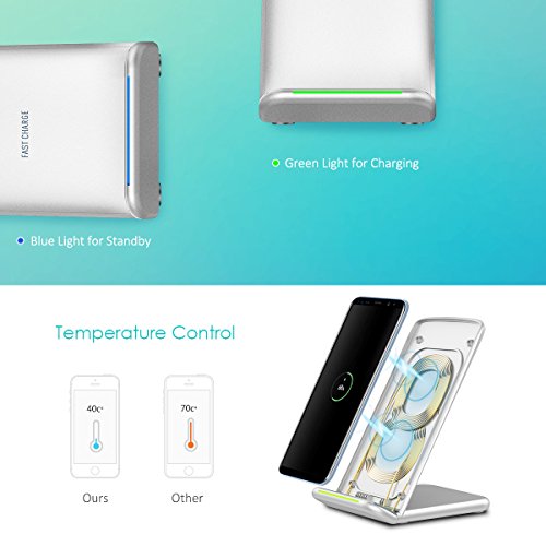 Seneo Cargador Inal  mbrica 10W Qi iPhone X  8  8 plus Carga R  pida para Samsung Galaxy S8 S8 plus  S7 S7 plus note 5  Compatible con Nokia Lumia  Google Nexus  Color Plata