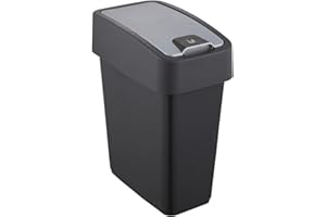 keeeper Premium poubelle avec couvercle rabattable, Soft Touch, 10 l, 29.5 x 18 x 36.5 cm, Magne, Grey (Graphite), Graphit