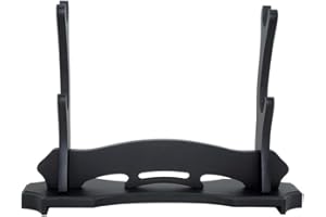 BiJun Schwertständer Katana Ständer, Schwarzes Holz Schwert Katana Wandhalterung, Gladiator Schwert Wand Display Kreuzritter Schwertständer Messer Kleiderbügel Stütze Ständer (2 Schwerter)