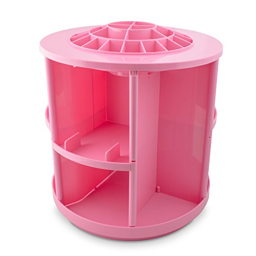 VENKON – Make Up Organizer Sortierkasten für Aufbewahrung von Kosmetik – 360 Grad drehbar – rosa - 3