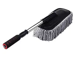 Deejay Microfiber Car Cleaner Washable Duster/Brush with Grip Expandable Handle, Grey Color (1 p.)