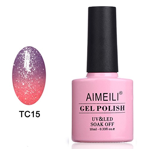 AIMEILI UV LED Thermo Gellack ablösbarer Nagellack Gel Polish - New Glitzer Purple To Pink (TC15) 10ml