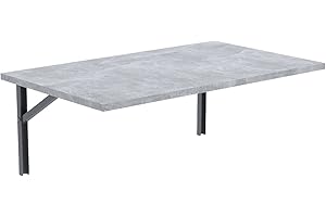 ‎AKKE AKKE Wandklapptisch für Küche Zimmer Wohnzimmer Kinderzimmer 60 cm x 40 cm, Wandtisch klappbar, Klappbarer Wandtisch Küchentisch Kindertisch, Klapptisch Klappschreibtisch Küche Beton