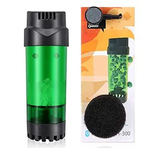 QANVEE Fluidized Moving Bed Filter Bubble Bio Media Filter for Aquarium Fish Tank with Air Stone and Sponge Filter (LH-300)