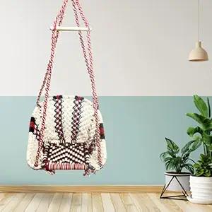 Curio Centre D Shape Modern Hanging Hammock Swing Chair with Accessories for Adults and Kids/ Knitted Mesh Cotton Rope Indoor Outdoor Macrame Swing Seat for Bedroom, Patio, Garden/Great Gift (145x57x43 cm, Multicolor)