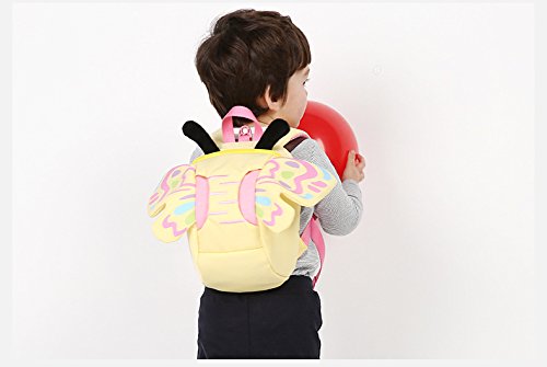 E-Bestar Mignons Animal Dessin de Sac à Dos Pour 1 à 4 Ans des Garçons et Filles Maternelle Cartable Papillon Forme Anti-perte de Sac à Dos Enfant (Jaune)