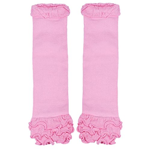 Koly Kids Girls Candy Color Kneepad Socks Leg Warmer Cotton Leggings (Pink)