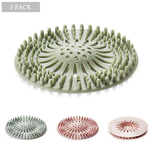 Orbeor Cubiertas de Desagüe para Ducha, Tubo de Silicona para Drenaje del Colector de Pelo Tapón para Baño Cocina, Bañera de Goma Filtro del Lavabo Tapón del Filtro Trampa Protectores (Paquete de 3)