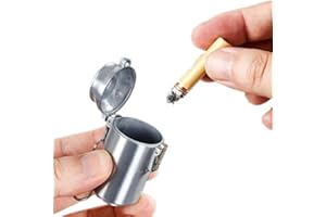 OMANA 2 Pcs Portable Mini Ashtray Keychain Pill Box Pocket Metal Can Case Trash Bin Container for Travel Car Home Office Camping Bar Metallic Cigarette Smoking Indoor Outdoor