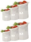 HomeStrap Reusable Muslin Fridge Storage Cotton Bag for Fruits & Vegetables- Set of 6(Beige)