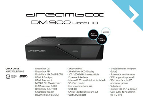 Dreambox DM900 UHD 4K 1x DVB-S2 Dual Tuner E2 Linux PVR Receiver (inkl. gratis Kabelset: 1x HDMI Kabel + 1x 1,5m SAT Anschlusskabel) schwarz - 6