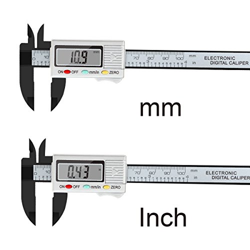 Digital Messschieber, Minkle Professionale Kohlefaser Schieblehre mit LCD Anzeige, In / mm, 100mm Messbereich, Silber - 4