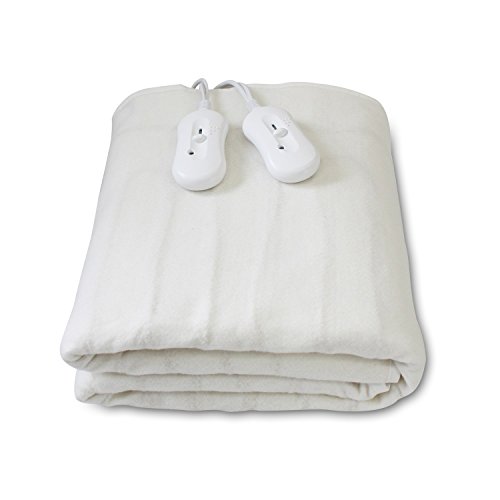 Todeco - Surmatelas Chauffant, Chauffe Lit - Standards/Certifications: CB - Longueur du Cable d'alimentation: 2 m - Double, 160 x 140 cm, 2x60W, Blanc, Commande Manuelle, Polyester