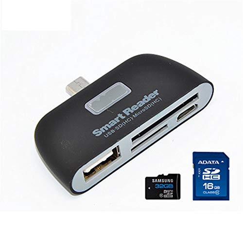 Winbang Adaptateur Micro USB OTG, Adaptateur de Lecteur de Carte à Puce OTG 4 en 1 TF SD USB2.0 Port de Charge Micro USB pour Tablette Samsung Android
