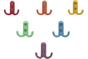 LILOVE Crochet Mural Colorés Enfant Chambre Decoratif Petit Porte Manteau Individuel Patère en Métal Décor Preschool Suspendue Sac à Main Sacs à Dos Serviettes, Crochets Muraux A Visser 6 Paquet, A