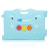 BABY VIVO Laufgitter Laufstall Baby Absperrgitter Krabbelgitter Schutzgitter für Kinder aus Kunststoff mit Tür und Spielzeug 14 Elemente - 6