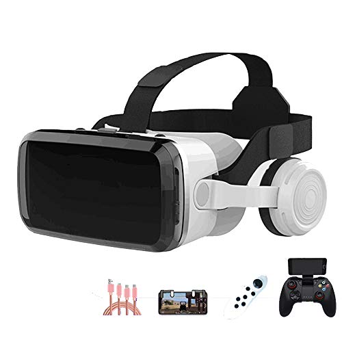 YANJINGYJ 3D VR Glasses Virtual reality glasses, Head-mounted Bluetooth connection Support 3.5-6.0 inch iPhone/Android phone Suitable for games/movies,Black,Package6