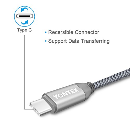 1M USB-C auf Lightning Kabel Laden und Sync Datenkabel Nylon Geflochten für iPhone iPad Connect zu Apple New Macbook 2015 Macbook pro 2016 Chromebook Pixel HP Pavilion von YONTEX - 3