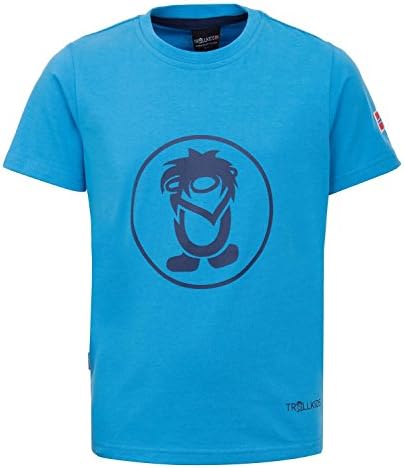 Trollkids Kids' Troll T Quick-Dry T-Shirt with UV Protection, Medium Blue/Navy, Size 7-8 (128)