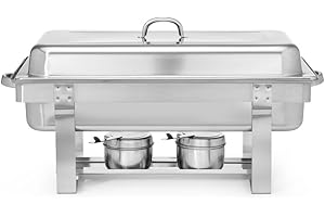 HENDI Chafing Dish, Gastronorm, mit zwei Brennpastenbehältern und einem Behälter 65 mm, geeignet für Gastronormbehälter bis zu 100 mm tief, GN 1/1, 9L, 585x385x(H)315mm, Edelstahl 18/0
