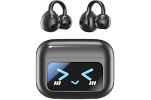 Gerbala Clip On Kopfhörer, Open Ear Kopfhörer, Ohrclip mit Beeindruckender Klang, Kabellos Bluetooth 5.4 mit Intelligentem Touchscreen, 60 Std Wireless Earbuds für Fitness, Laufen, Büro (Schwarz)