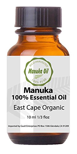 Manuka Oil 100% Pure East Cape Natural Anti-Fungal & Antiseptic, 10 ml(0.3 oz)-10x Stronger Than Tea Tree Oil-Wild Harvested Organic-Rare Aromatherapy Oil-Fights Acne, Foot Fungus, Skin Conditions -Insect Bite Remedy-Natures Medicine Cabinet In a Bottle!