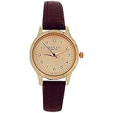 Reflex analoge Damen Quarzuhr, roségoldf. Zifferblatt, braunes PU Band REF0038