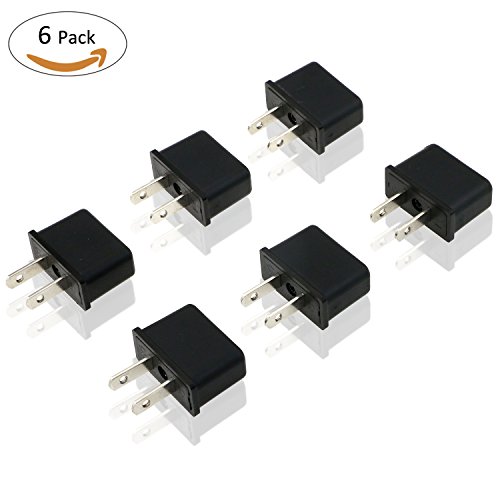 Bystep 6x Reisestecker Adapter DE / EU socket auf US 2Pin Stecher, Univeral Reise Steckdosenadapter für Amerika Kanada Japan China Mexiko Thailand Taiwan Brasilien Philippinen etc, Schwarz Reiseadapter