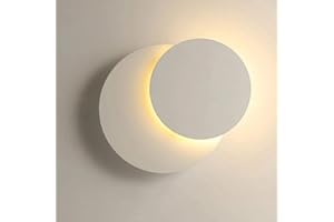 DELIPOP Applique da Parete Moderna, 10W Creativo Lampada da Parete Forma Rotonda, 360° girevole Lampada da Muro Interno Bianco per Sala Soggiorno Camera da Letto Comodino, 3000K Bianco caldo
