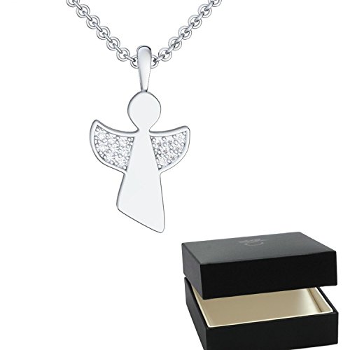 AMOONIC Schutzengel Kette Silber 925 - Einschulungsgeschenk Für Mädchen Mit Gravur