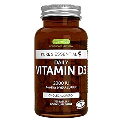 Pure & Essential Daily Vitamin D3 2000iu, 1-Year Supply, Vegetarian, 365 Small Tablets