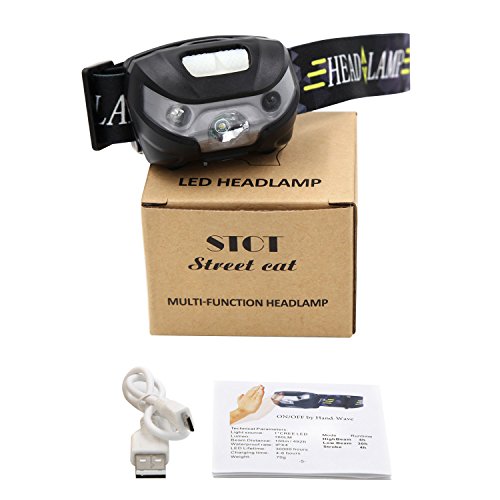 STCT wieder aufladbare Stirnlampe mit USB-Anschluss. IPX4 wasserfeste LED Kopflampe perfekt zum Laufen, Wandern, Spazieren, Camping, Lesen, bei Hausarbeiten und zum Handwerken. (3W, inkl. USB Kabel) - 7