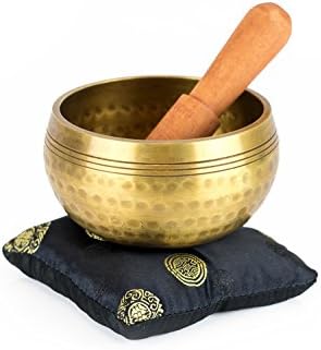 GreenEarthCo Handcrafted Himalayan Singing Bowl Set with Striker &amp; Silk Cushion - For Meditation, Chakra Healing, Prayer, Yoga, and Mindfulness - Perfect Gift