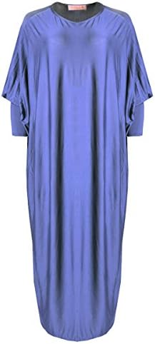 Verso Fashion Womens Ladies Batwing Maxi Full Sleeve Dress Farasha Style Abaya Modest Jilbab (Dusty Blue)