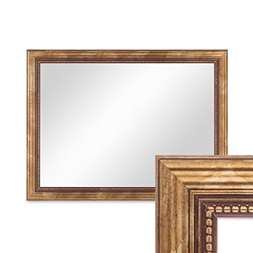 Wand-Spiegel ca. 36x46 cm im Massivholz-Rahmen Barock-Stil Antik Gold / Spiegelfläche 30x40 cm