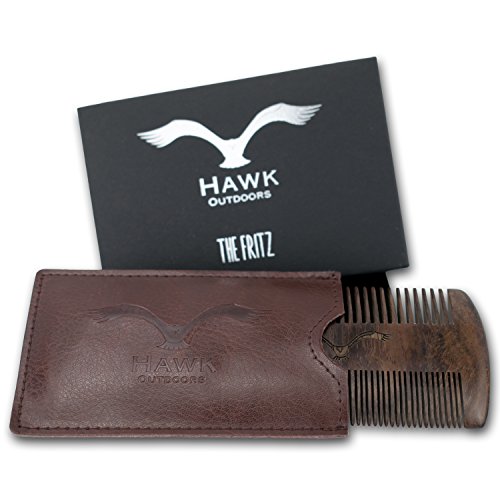HAWK Outdoors BART-KAMM natürliche organische Bart-Pflege aus Mango-Holz – klassisch inklusive Etui mit Gürtel-Schlaufe – Vintage-Look Box als Premium Geschenk zur Bart-Bürste – Kein Sandelholz Geruch - 8